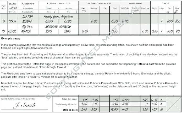 drone pilot logbook